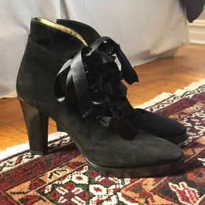 Vintage Yves Saint Laurent YSL Black Suede Booties